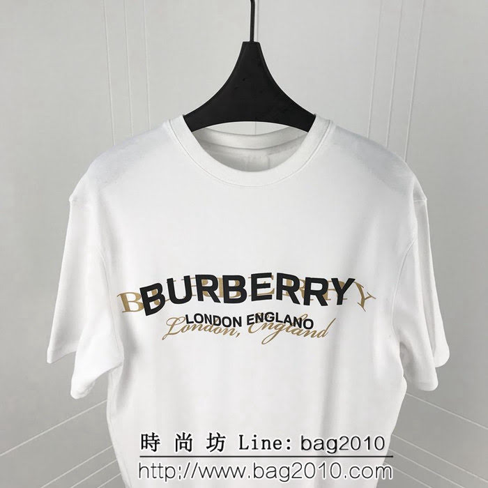 BURBERRY巴寶莉 專櫃最新限量款 雙層字母印花logo 純棉短袖 百搭情侶款 ydi1238